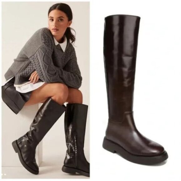 Franco Sarto Black Eliza Leather Knee High Boot - Picture 1 of 5